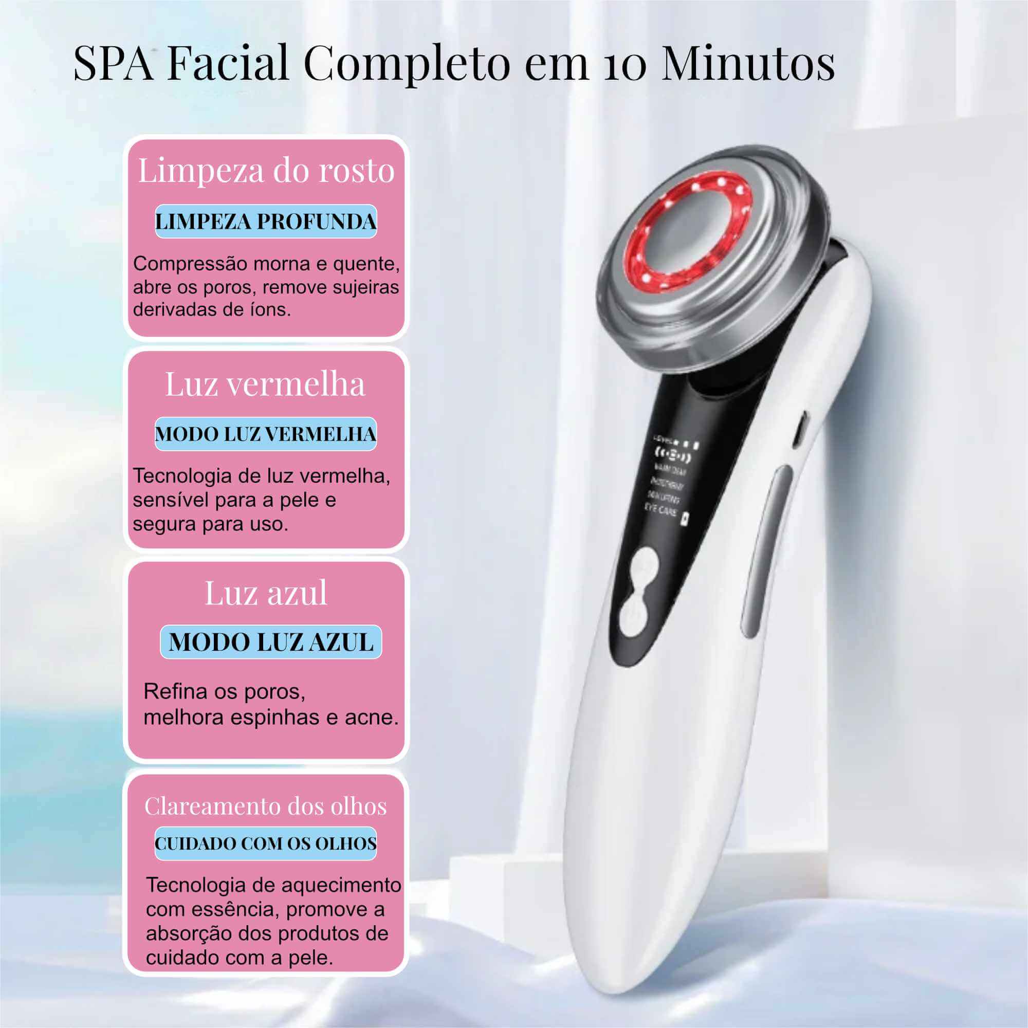 LiftFace Pro: Dispositivo de Fototerapia Facial 4 em 1