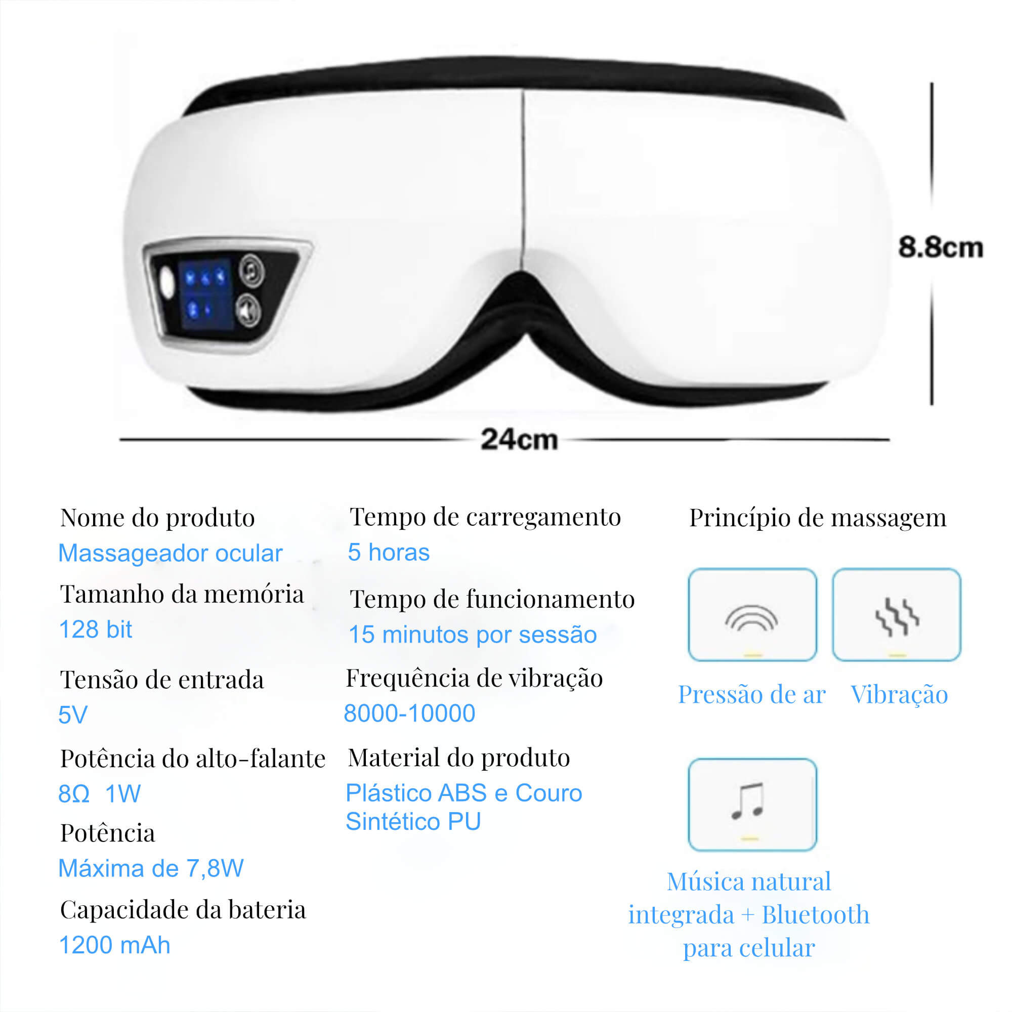 Oculaire 6D: Massageador Ocular Inteligente com Relaxamento Bluetooth