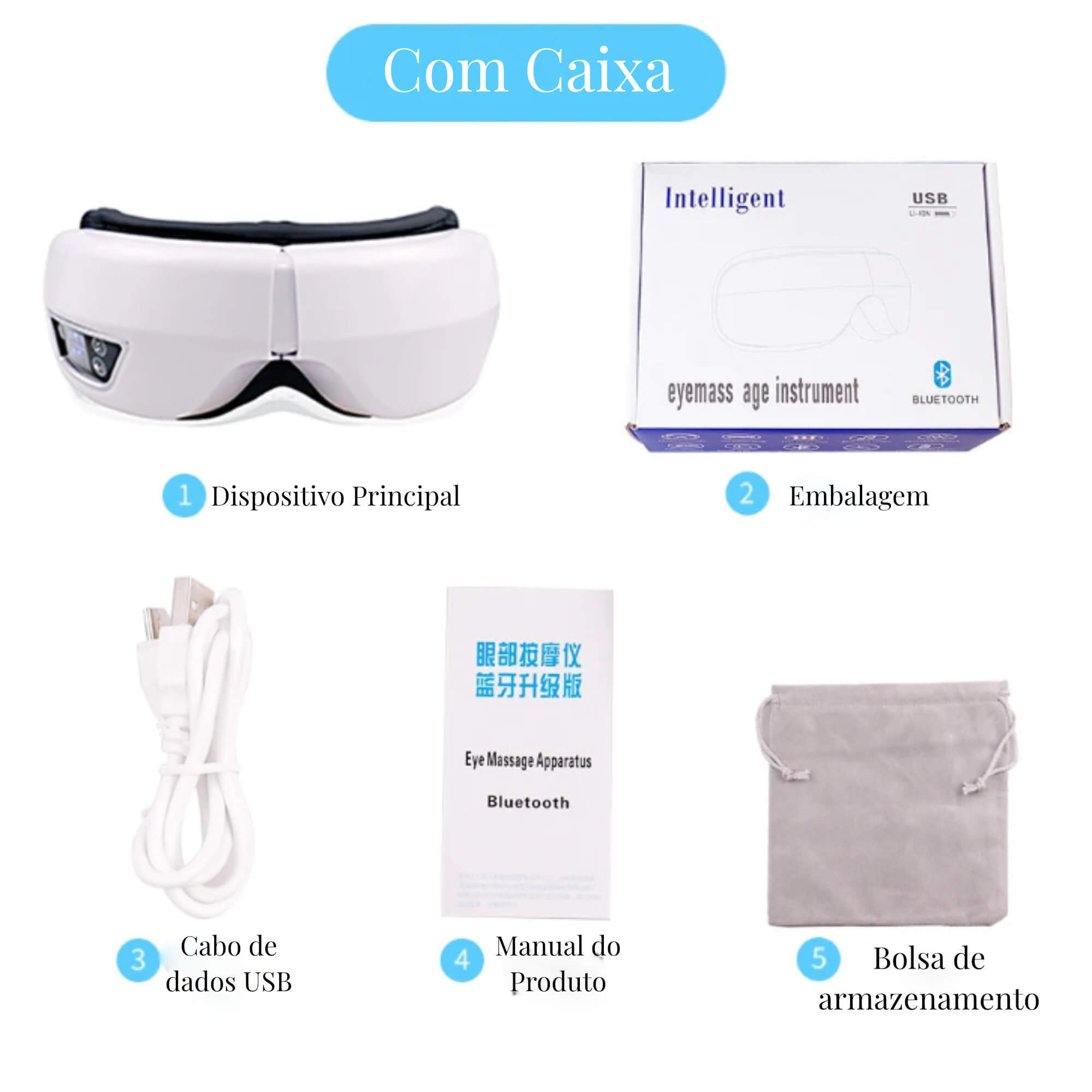 Oculaire 6D: Massageador Ocular Inteligente com Relaxamento Bluetooth
