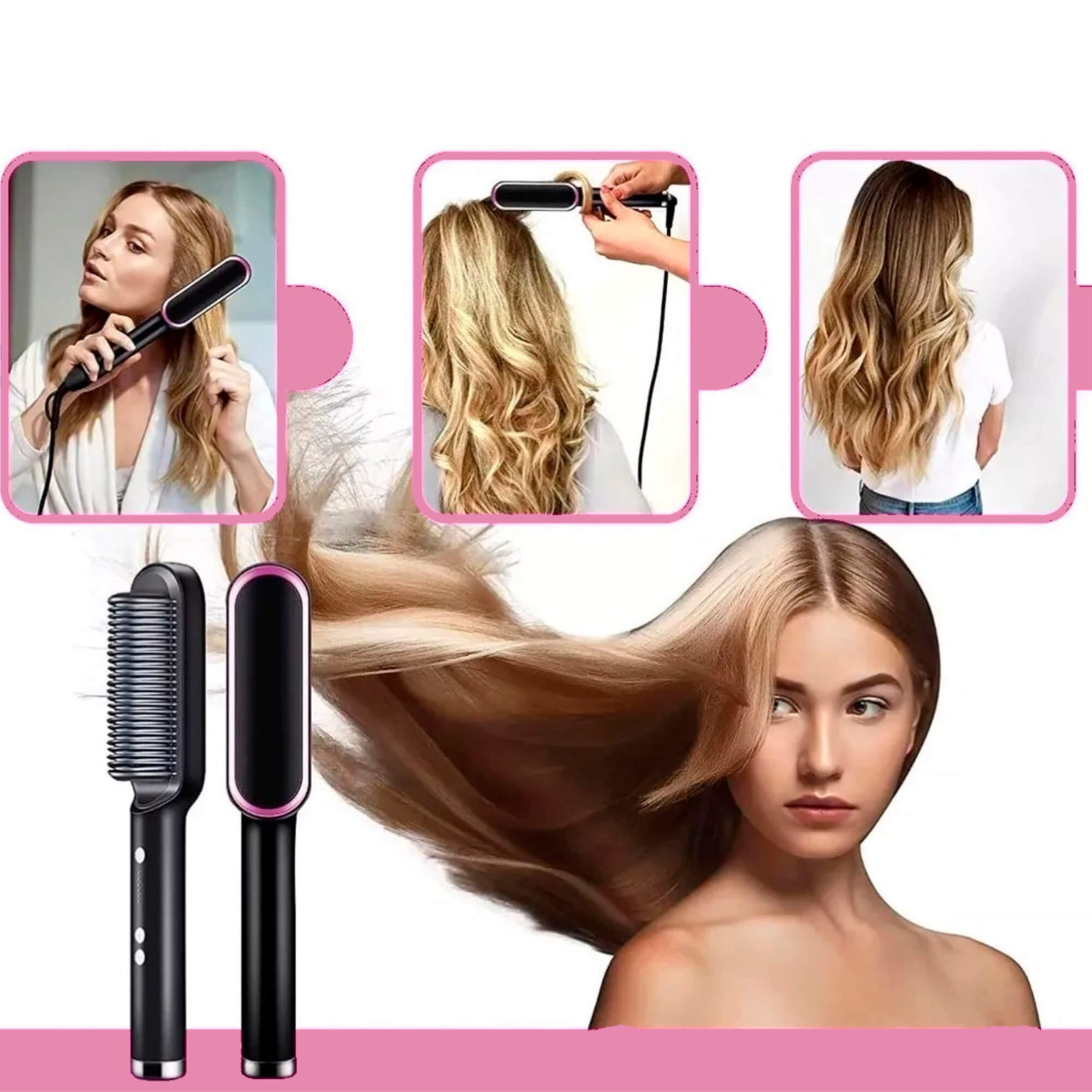 Silk Gloss: Escova Alisadora de Cabelos 5 em 1 Bivolt